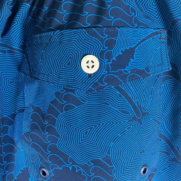 George Mens Blue Print Swim Trunks 2XL 44-46 Board Shorts Mesh Liner Drawstring - Picture 7 of 16